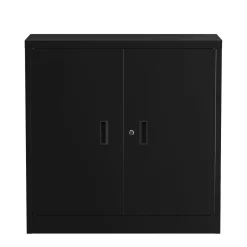 Aktenschrank mit 2 Böden 90 x 90 cm schwarz
