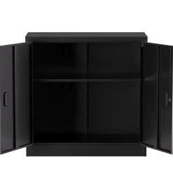 Aktenschrank mit 2 Böden 90 x 90 cm schwarz