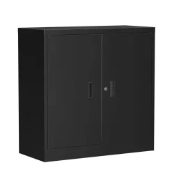 Aktenschrank mit 2 Böden 90 x 90 cm schwarz