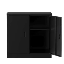 Aktenschrank mit 2 Böden 90 x 90 cm schwarz