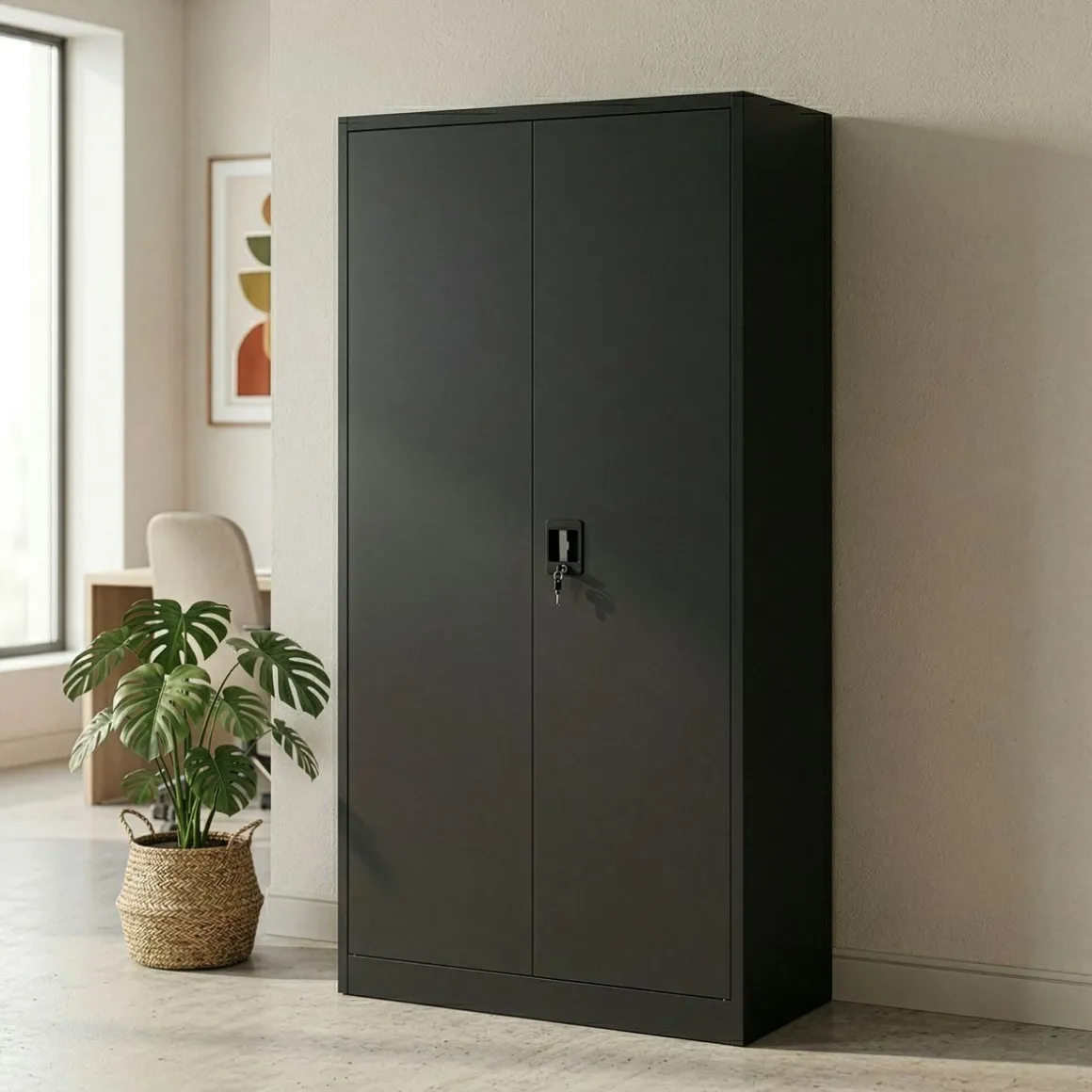 Aktenschrank mit 5 Böden 90 x 180 cm schwarz