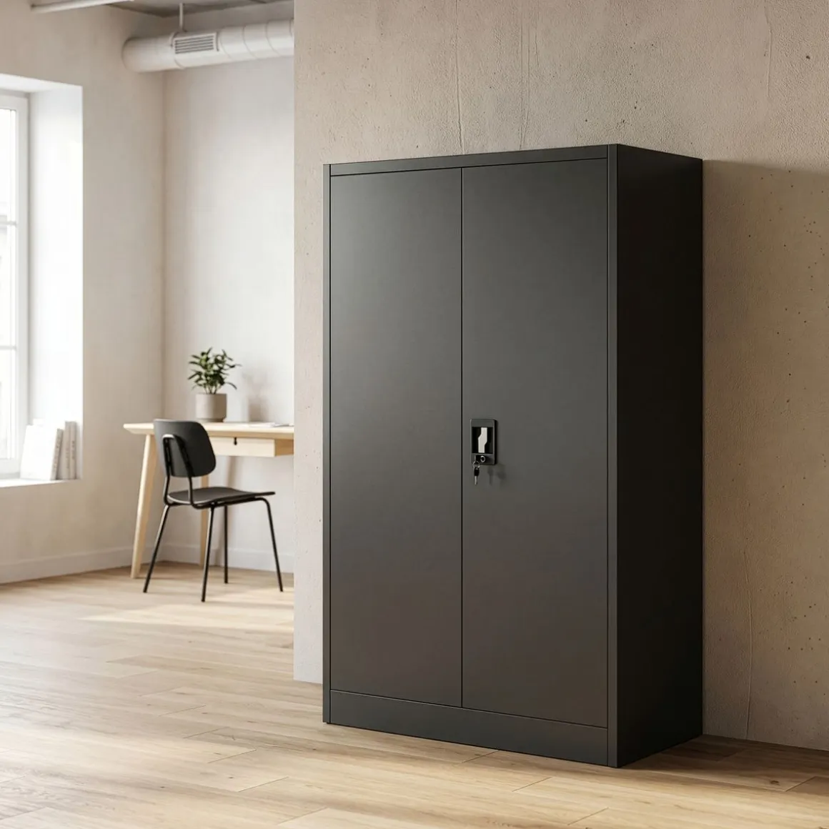 Aktenschrank mit 4 Böden 90 x 140 cm schwarz