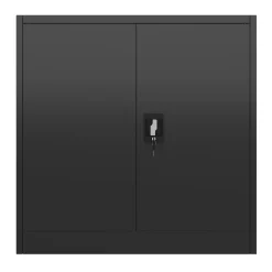 Aktenschrank mit 3 Böden 90 x 90 cm schwarz