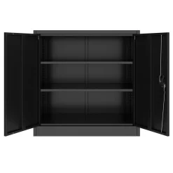 Aktenschrank mit 3 Böden 90 x 90 cm schwarz