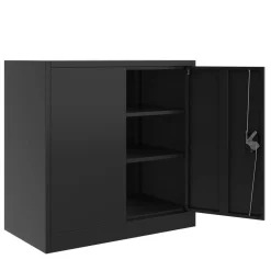 Aktenschrank mit 3 Böden 90 x 90 cm schwarz