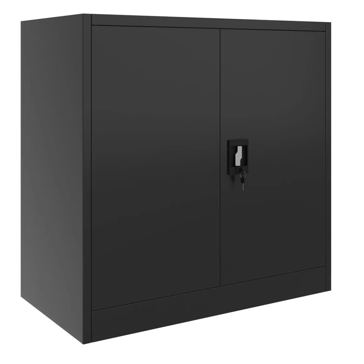 Aktenschrank mit 3 Böden 90 x 90 cm schwarz