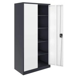 Aktenschrank mit 5 Böden 90 x 180 cm weiss/anthrazit