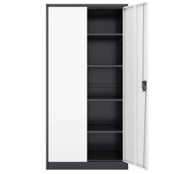 Aktenschrank mit 5 Böden 90 x 180 cm weiss/anthrazit