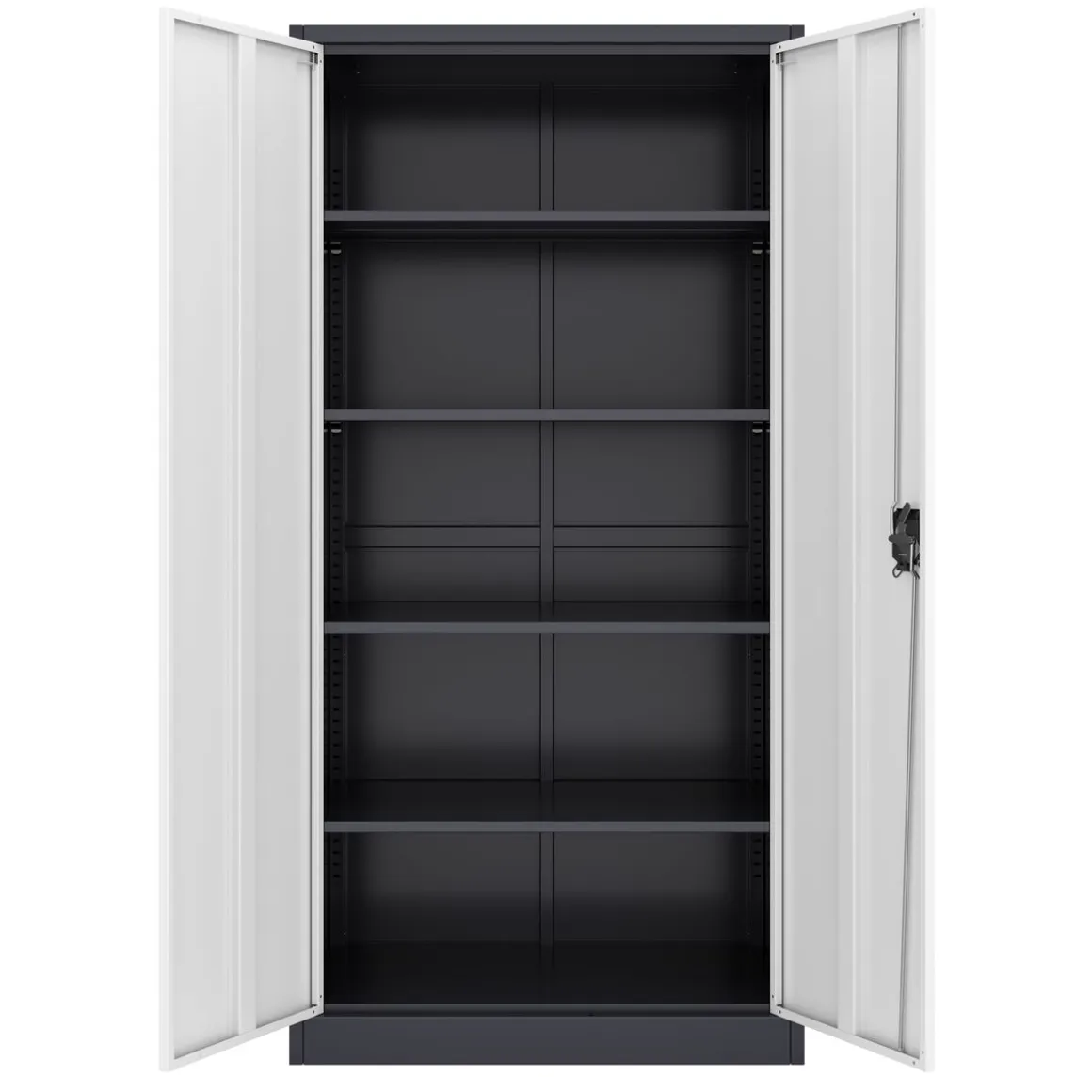 Aktenschrank mit 5 Böden 90 x 180 cm weiss/anthrazit