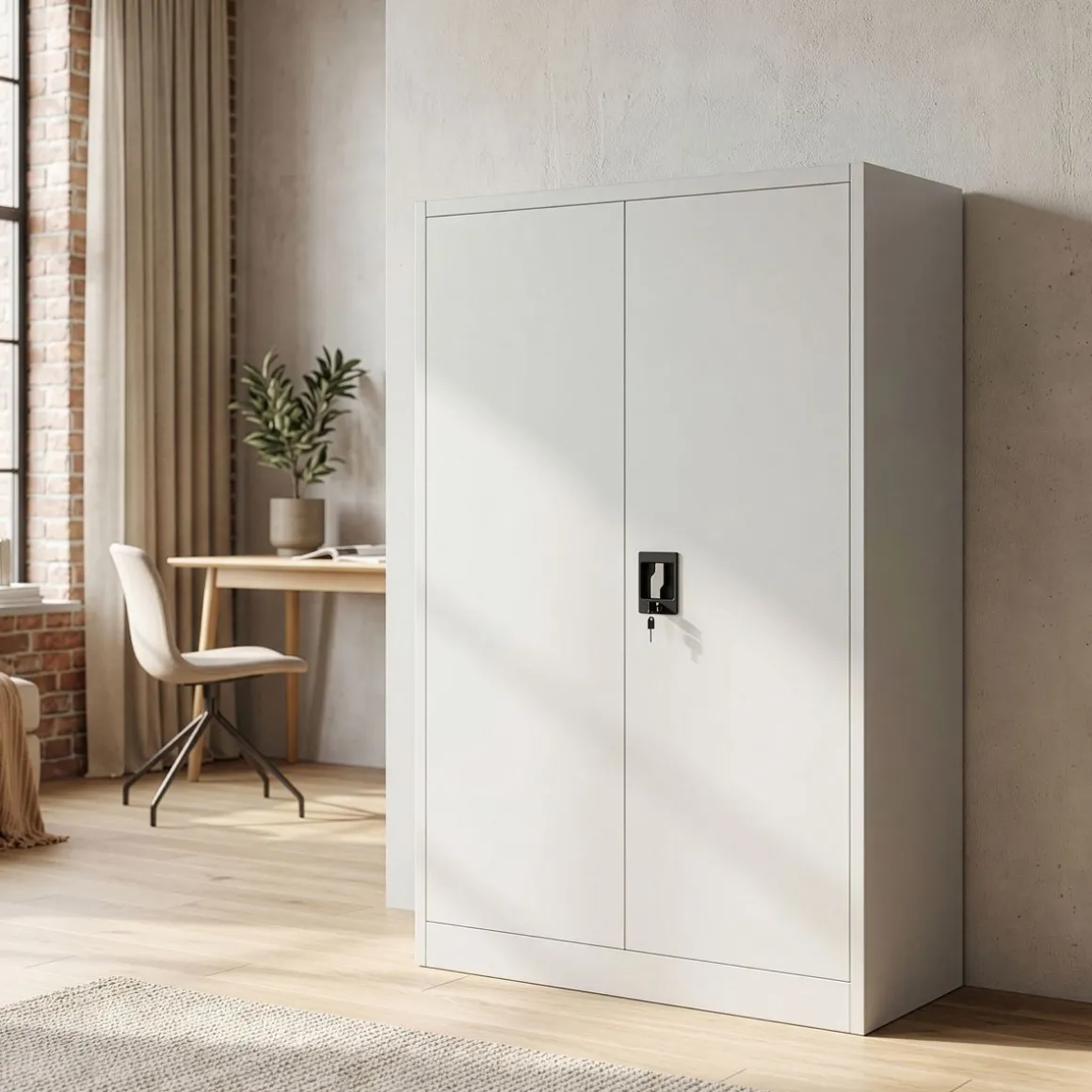 Aktenschrank mit 4 Böden 90 x 140 cm weiss