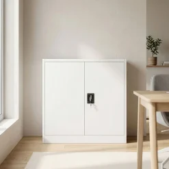Aktenschrank mit 3 Böden 90 x 90 cm weiss