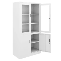 Aktenschrank mit Glastüren 90 x 185 cm weiss