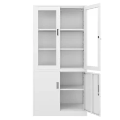 Aktenschrank mit Glastüren 90 x 185 cm weiss