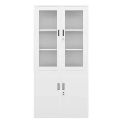 Aktenschrank mit Glastüren 90 x 185 cm weiss