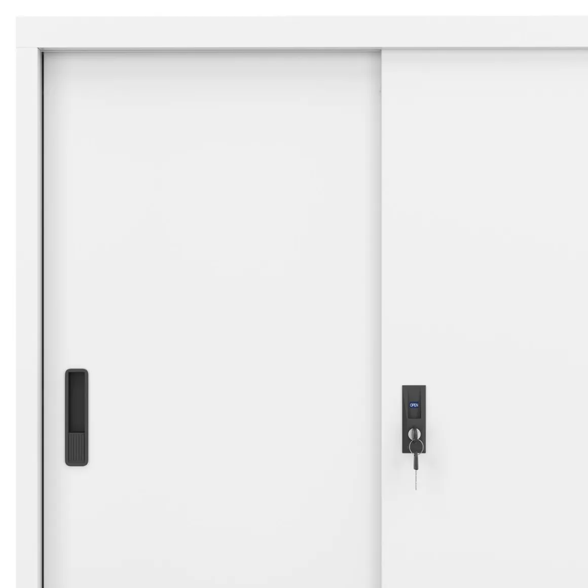 Aktenschrank mit 4 Schiebetüren 90 x 185 cm weiss