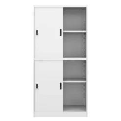 Aktenschrank mit 4 Schiebetüren 90 x 185 cm weiss