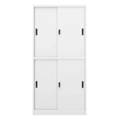 Aktenschrank mit 4 Schiebetüren 90 x 185 cm weiss