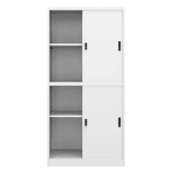 Aktenschrank mit 4 Schiebetüren 90 x 185 cm weiss