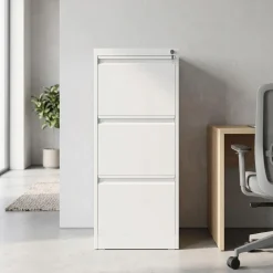 Aktenschrank mit 3 Schubladen 45 x 102 cm weiss