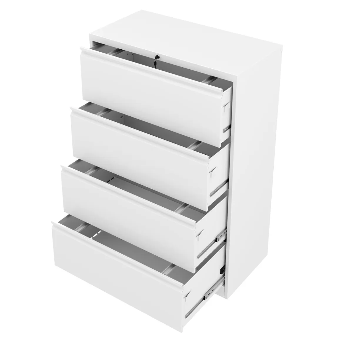 Aktenschrank mit 4 Schubladen 90 x 133 cm weiss