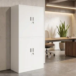 Aktenschrank mit 4 Türen 90 x 185 cm weiss