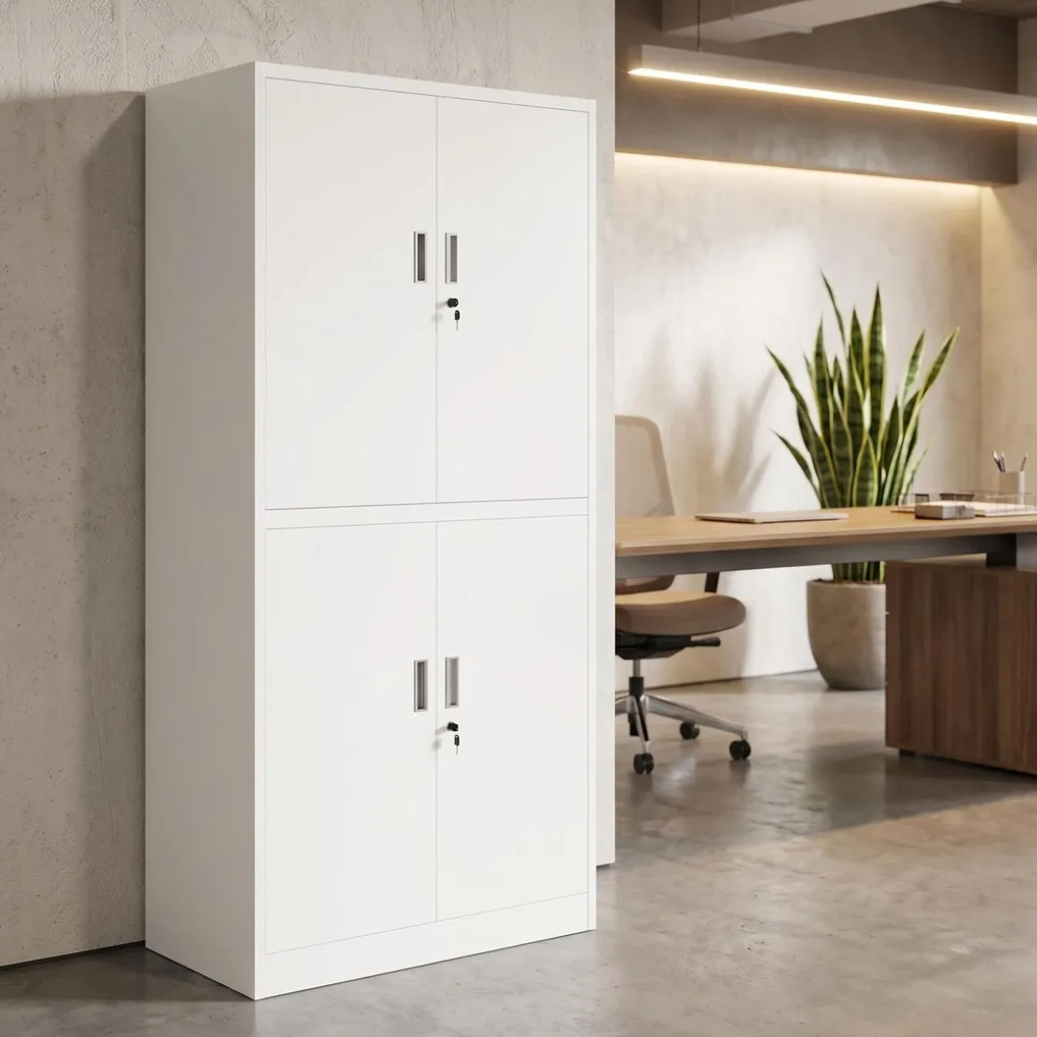 Aktenschrank mit 4 Türen 90 x 185 cm weiss