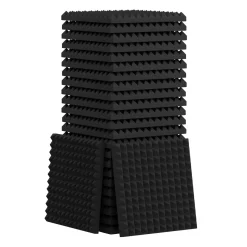 Akustikschaumplatte Pyramiden 24er Set 30 x 30 cm schwarz