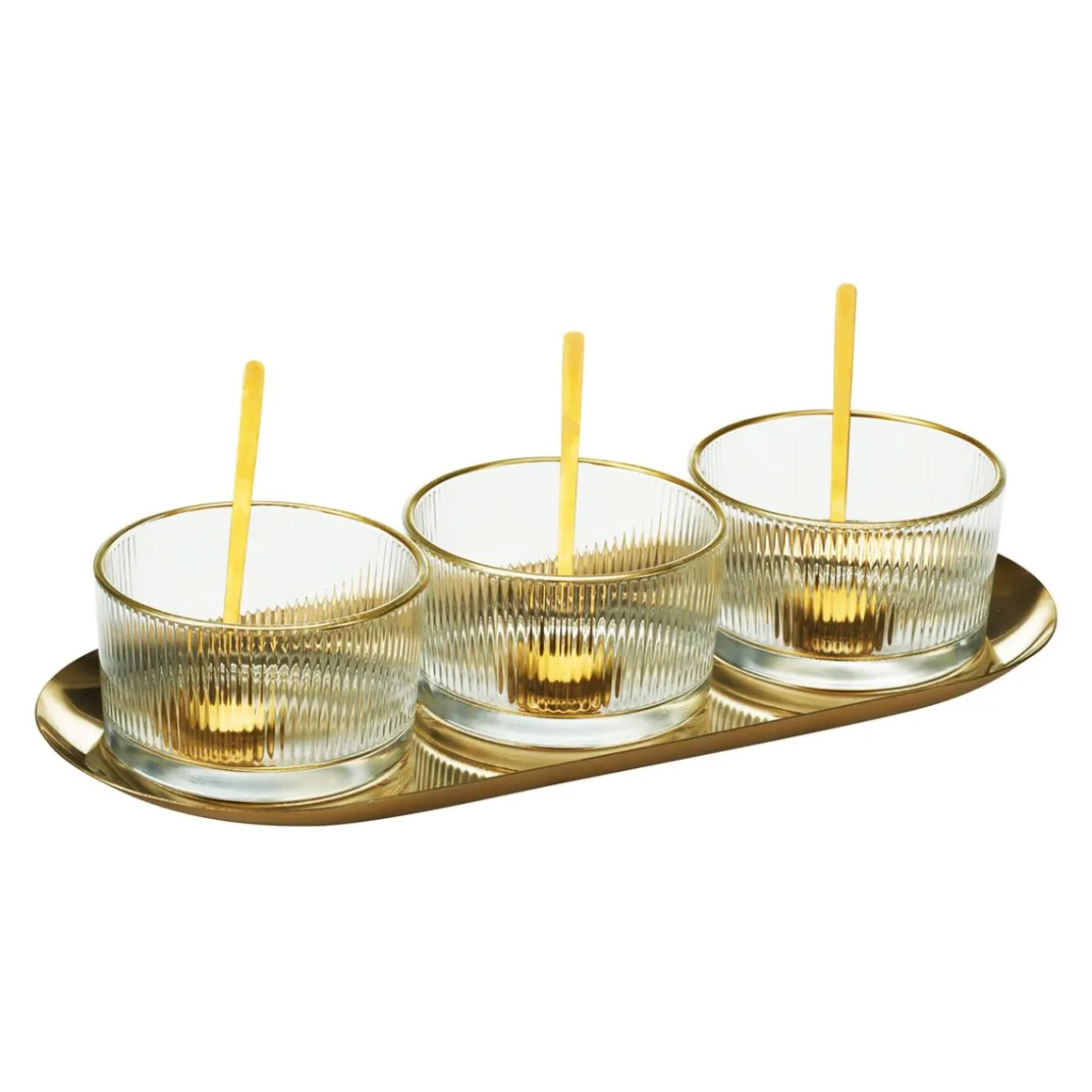 Apéroschale Servierset Glas 7-teilig gold