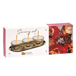 Apéroschale Servierset Glas 7-teilig gold