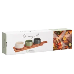 Apéroschale Servierset Steingut 4-teilig