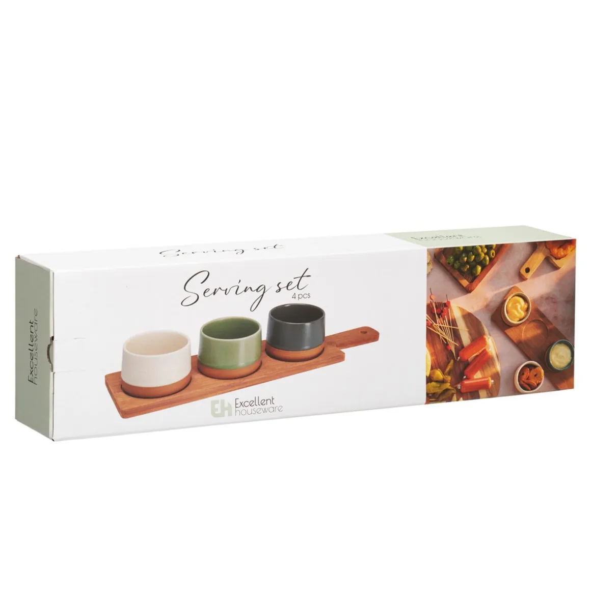 Apéroschale Servierset Steingut 4-teilig