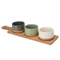Apéroschale Servierset Steingut 4-teilig