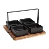 Apéroschale Servierset Steingut 5-teilig schwarz/natur
