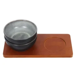 Apéroschale Servierset Steingut 6-teilig grau/natur