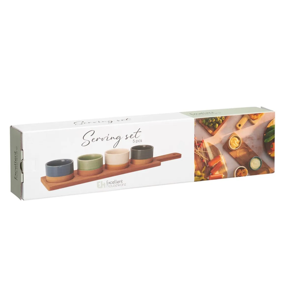 Apéroschale Servierset Steingut 5-teilig bunt