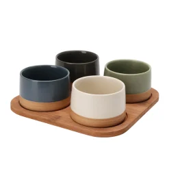 Apéroschale Servierset Steingut 5-teilig