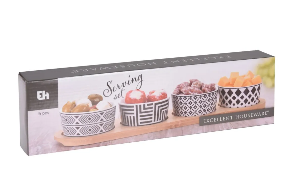Apéroschale Servierset 5-teilig schwarz/weiss