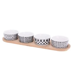 Apéroschale Servierset 5-teilig schwarz/weiss