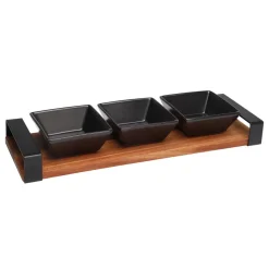 Apéroschale Servierset 4-teilig schwarz/natur