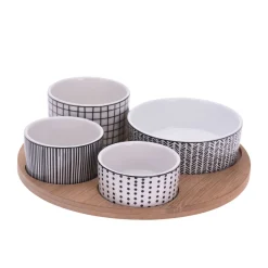 Apéroschale Servierset 5-teilig weiss/schwarz