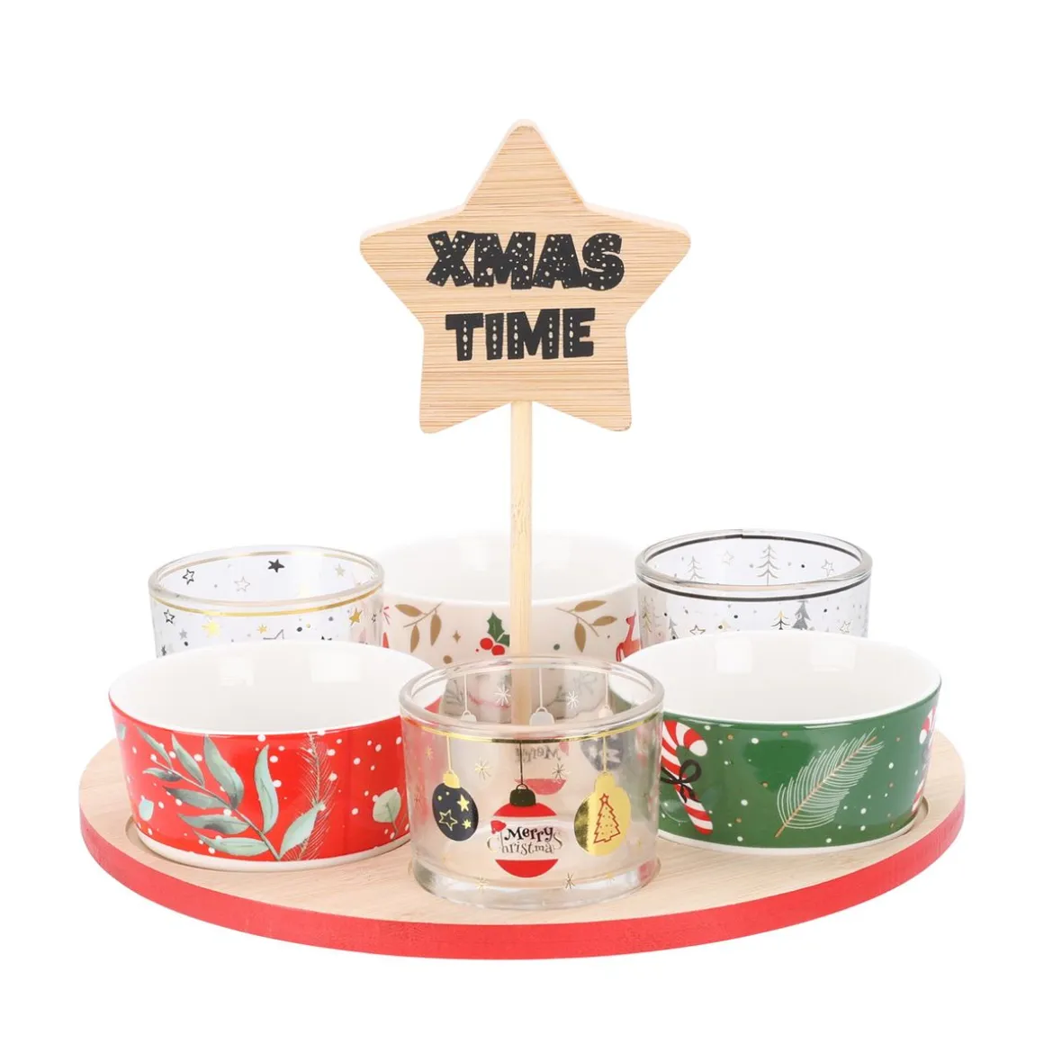 Apéroschale Servierset Weihnachtsdeko 7-teilig