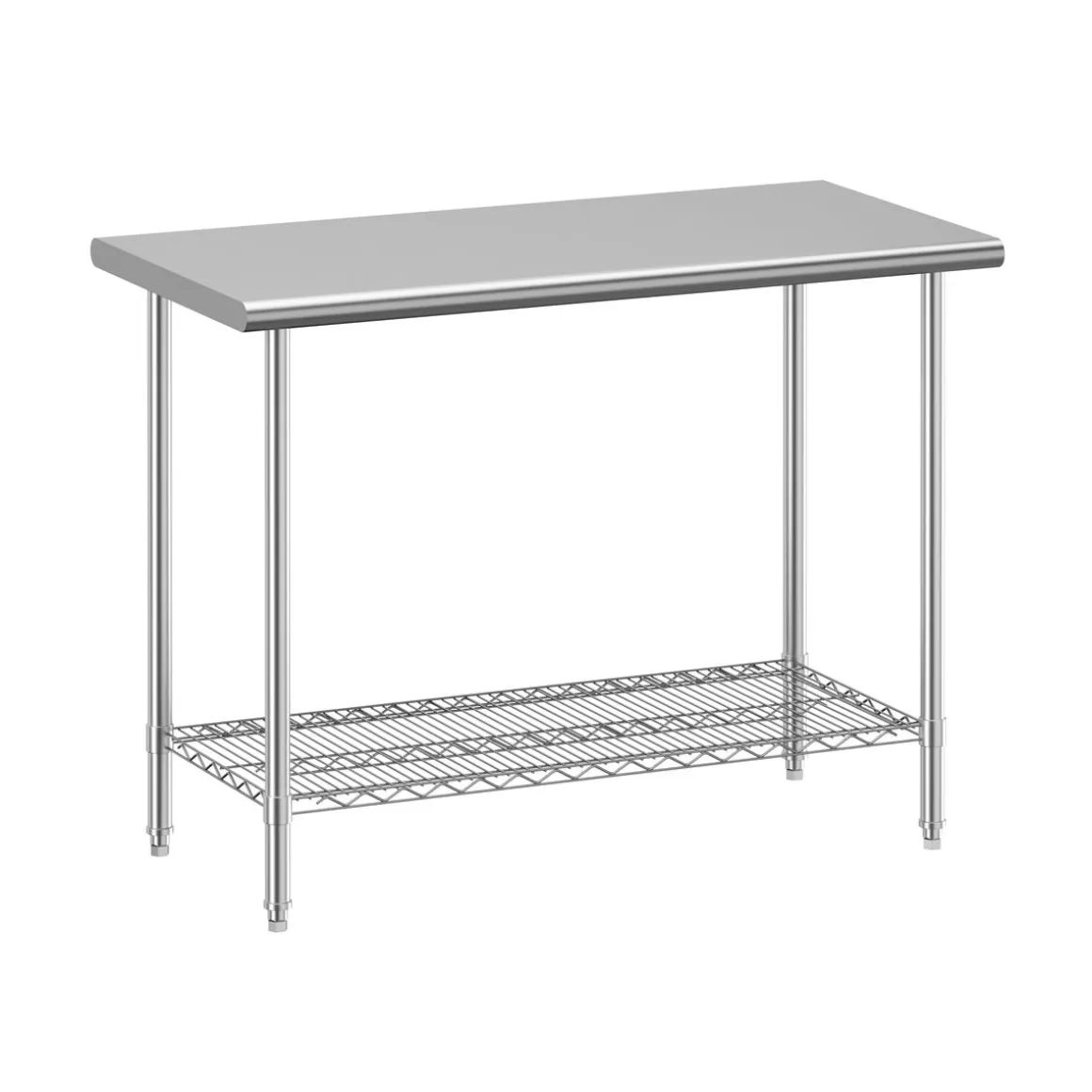 Arbeitstisch Edelstahl mit Ablage 120 x 61 cm silber