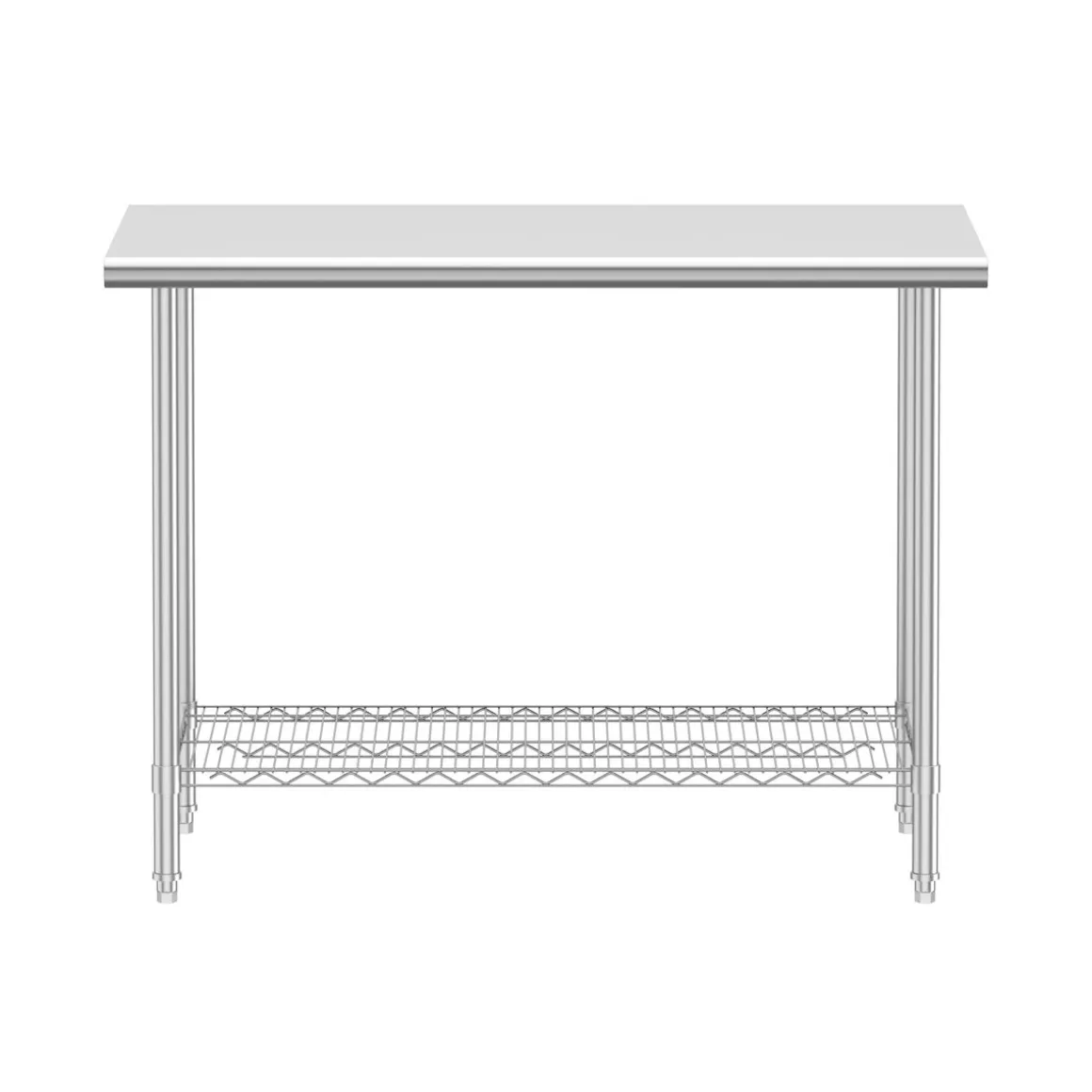 Arbeitstisch Edelstahl mit Ablage 120 x 61 cm silber