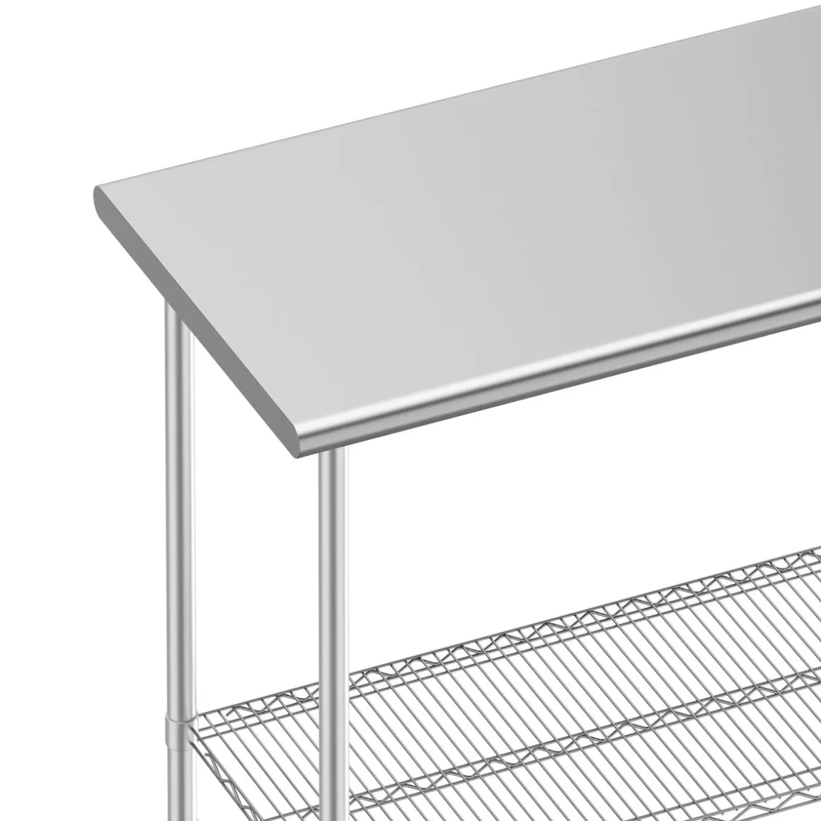 Arbeitstisch Edelstahl mit Ablage 120 x 61 cm silber