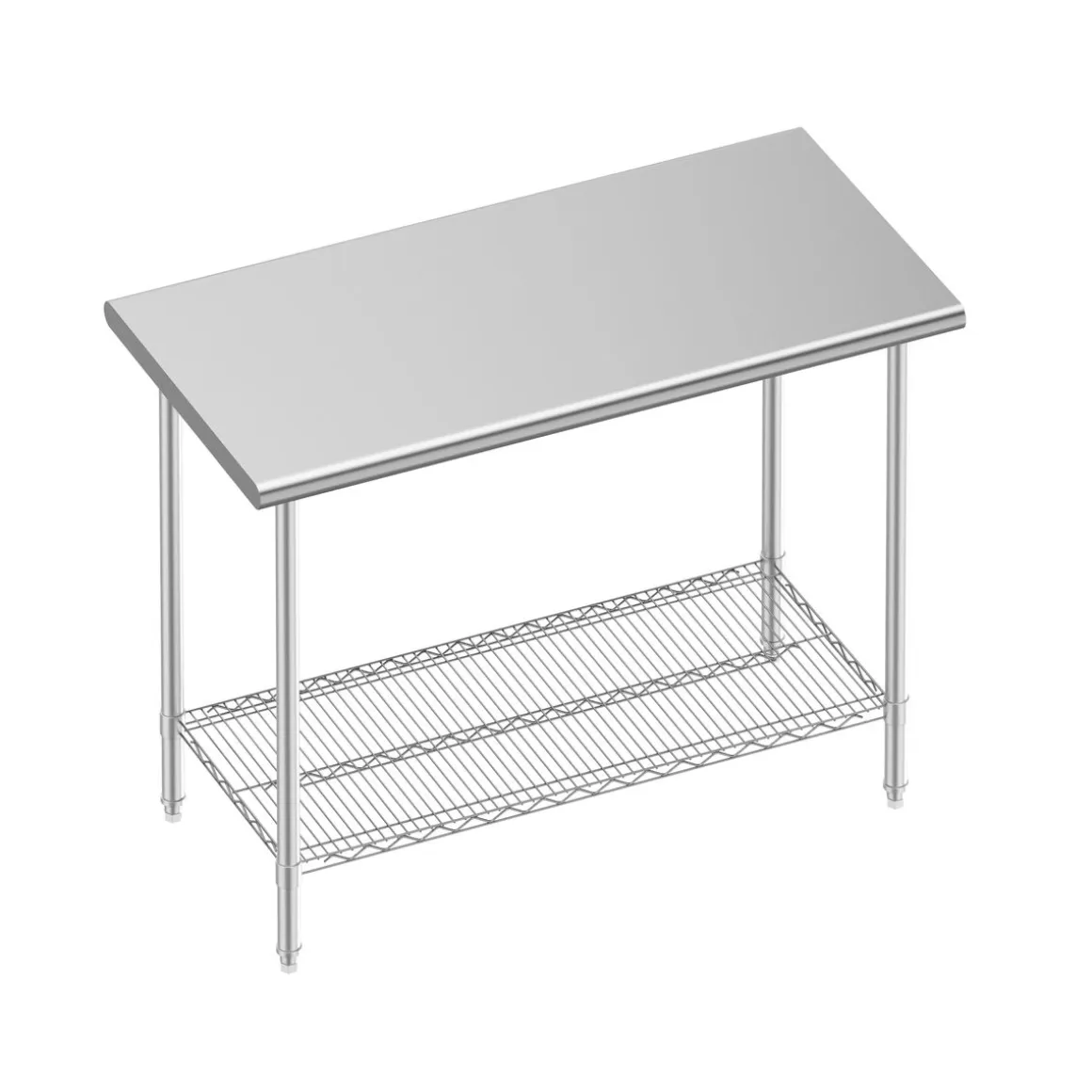 Arbeitstisch Edelstahl mit Ablage 120 x 61 cm silber