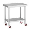 Arbeitstisch Edelstahl mit Rollen 90 x 60 cm silber | GONSER.CH