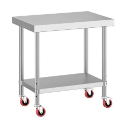 Arbeitstisch Edelstahl mit Rollen 90 x 60 cm silber | GONSER.CH