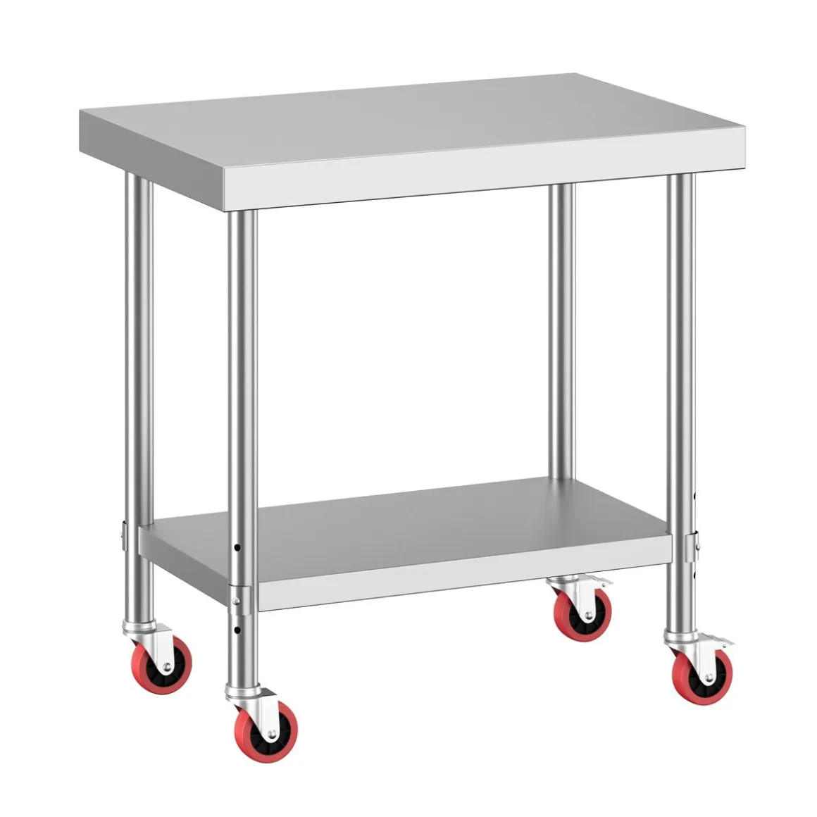 Arbeitstisch Edelstahl mit Rollen 90 x 60 cm silber | GONSER.CH