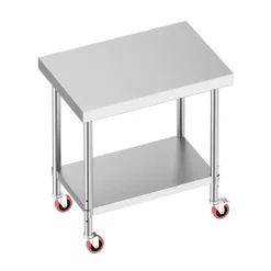 Arbeitstisch Edelstahl mit Rollen 90 x 60 cm silber | GONSER.CH