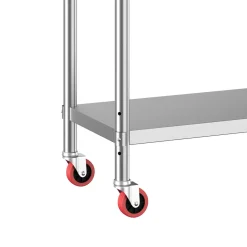 Arbeitstisch Edelstahl mit Rollen 90 x 60 cm silber | GONSER.CH